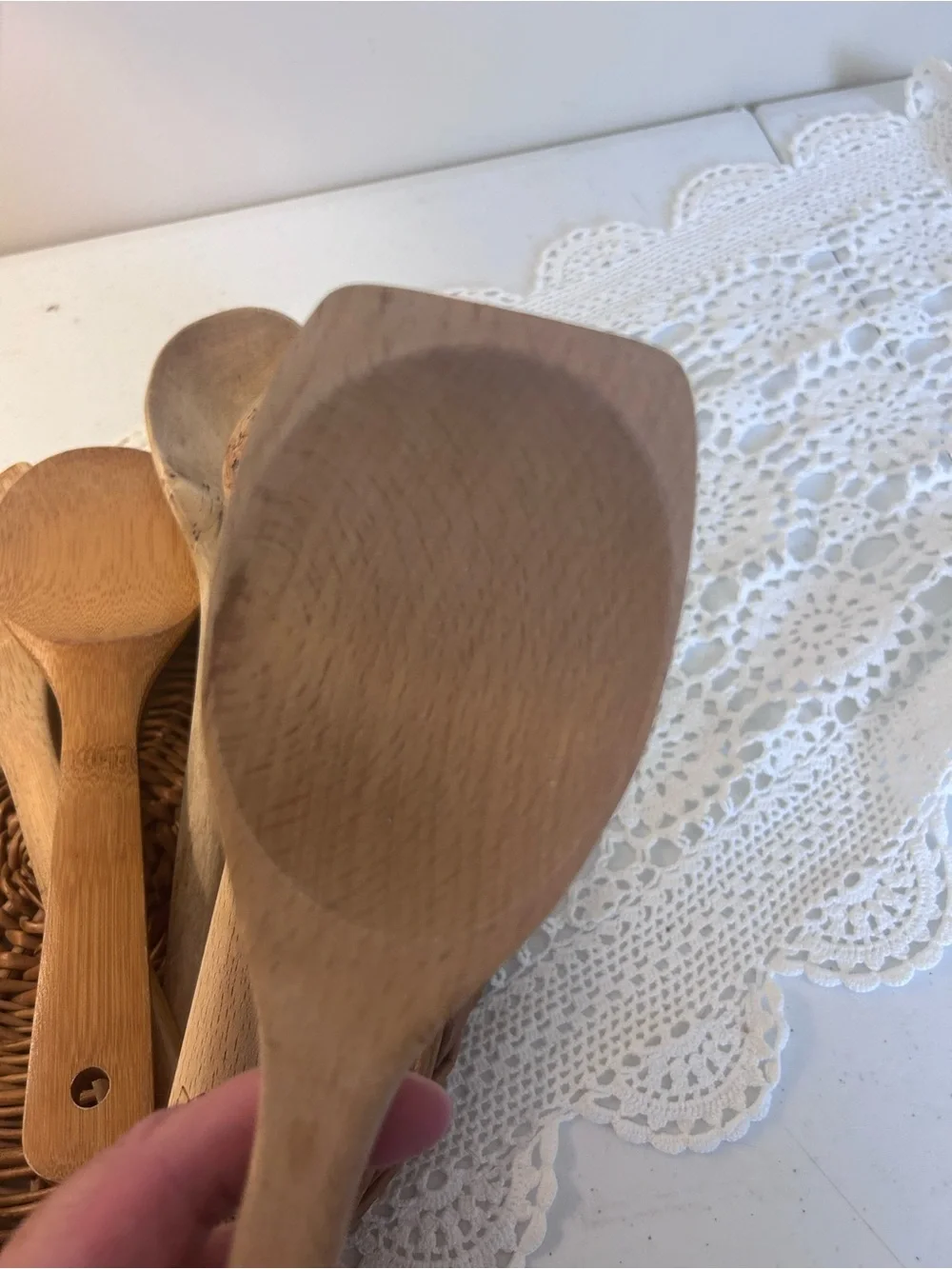 Cottage Rustic Wooden Kitchen Spoon Lot - Natural Wood collection